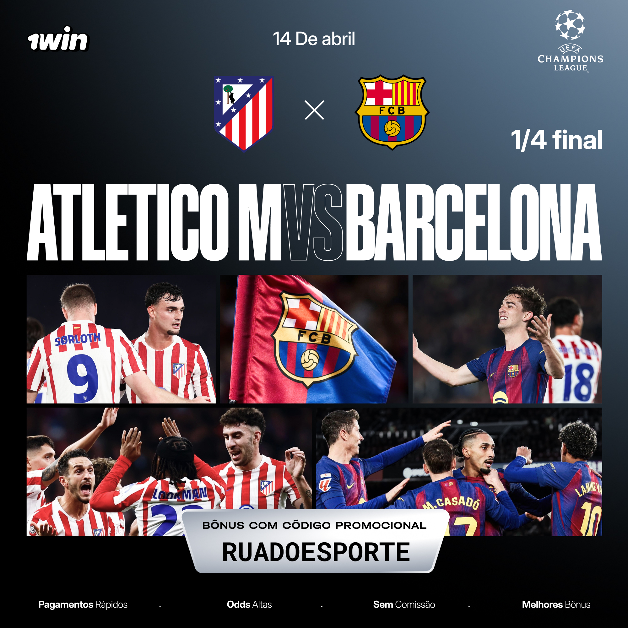 Aposte agora - 1win Atletico vs Barcelona